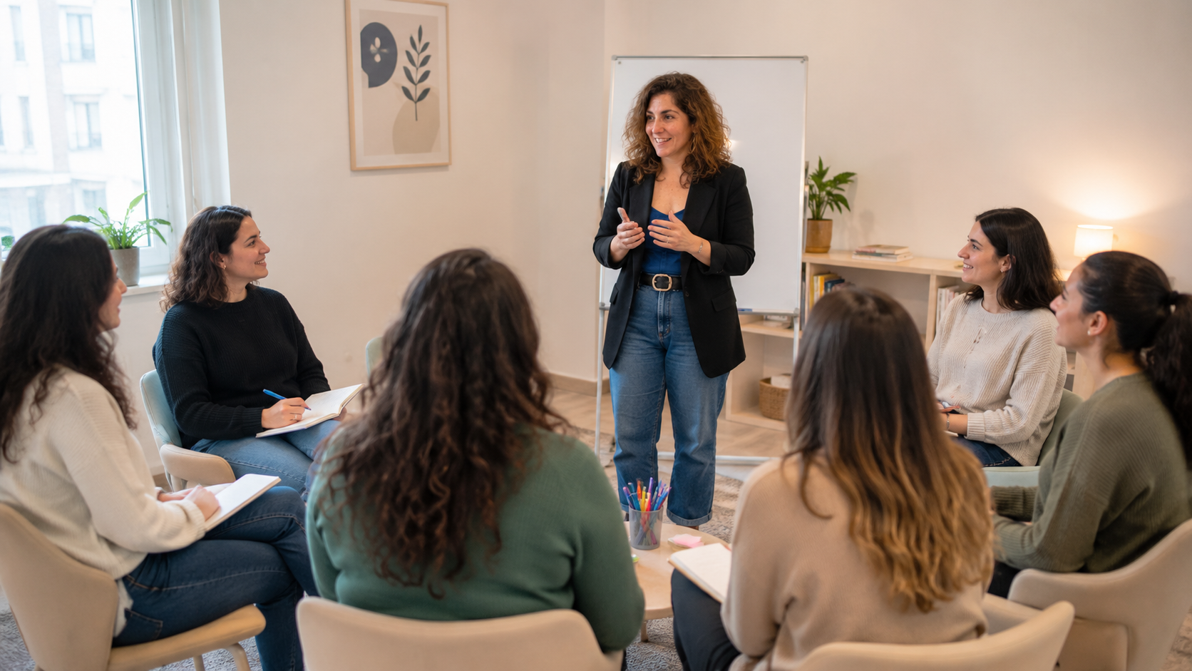 Taller grupal en ambiente acogedor